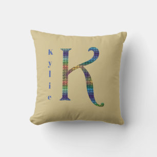 Coussin LETTRE TONNE TERRE UNIQUE K MONogramme Carrelé