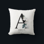 Coussin Lettre Tropical Personnalisée Orchidées Blanches A<br><div class="desc">Ajoutez un boho et un accent tropical à votre espace avec ce coussin de monogramme tropical. Il présente des fleurs blanches d'aquarelle,  du corail blanc et des feuilles tropicaux. Personnalisez en ajoutant vos propres détails. Cette lettre Un coussin monogramme sera parfait comme cadeau.</div>