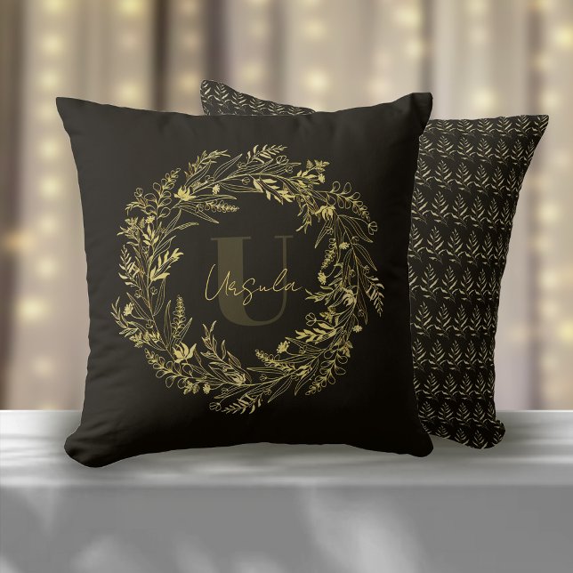 Coussin Lettre U Monogramme Botanique Urbain Or (Créateur téléchargé)
