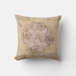 Coussin Lettre vintage artisanale A Word Art Rose Or