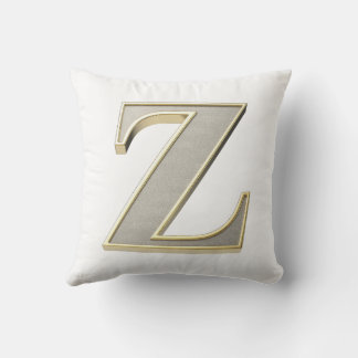 Coussin Lettre Z avec une finition argent métallisé et une