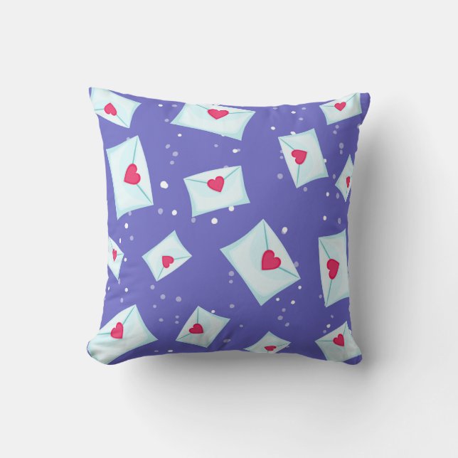 Coussin Lettres d'amour bleu Motif de coeur (Recto)
