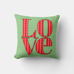 Coussin Lettres d'Amour Rouge Plaid L O V E Jote Typograph
