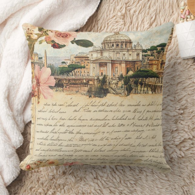 Coussin Lettres Florales d'Art Vintage Rome (Couverture)