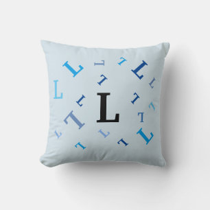 Coussin - Lettres mélangées en bleu