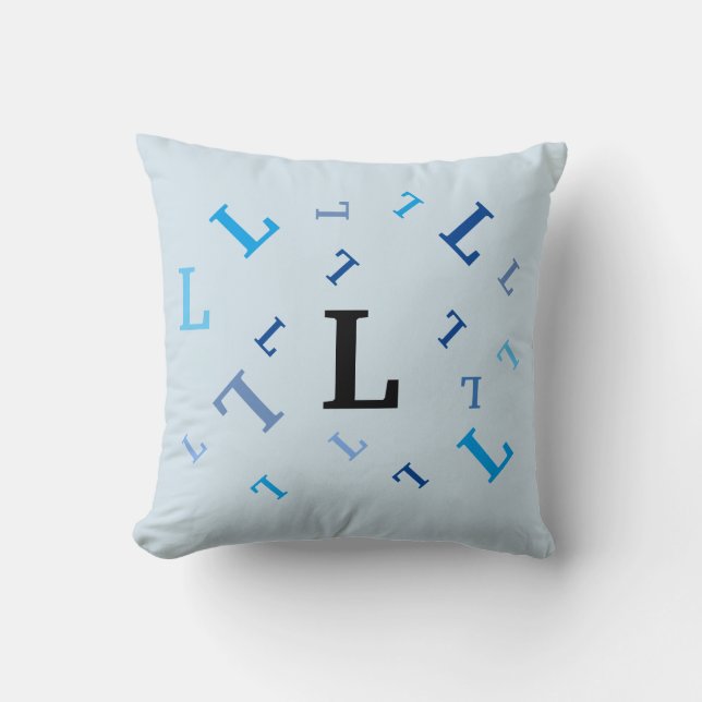 Coussin - Lettres mélangées en bleu (Recto)