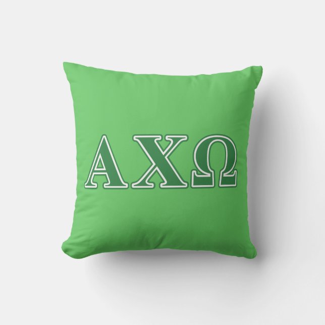 Coussin Lettres vertes d'Alphi Chi Omega (Recto)