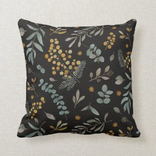 Coussin L'eucalyptus australien d'acacia part du noir