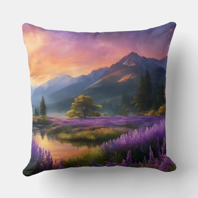 Coussin Levée solaire de Purple Mountain Valley (Verso)
