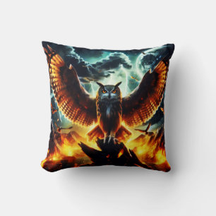 Coussin Lever de lune de la chouette ardente