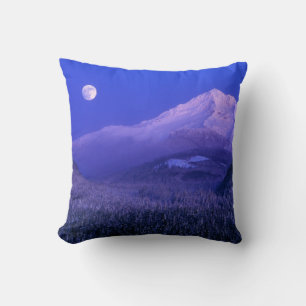 Coussin Lever de lune sur le mont Hood en hiver, Oregon