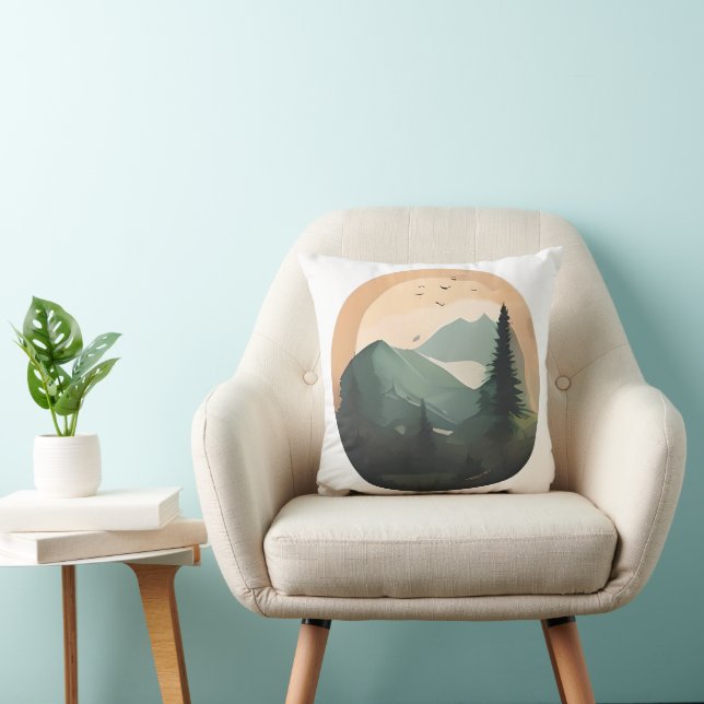 Coussin Lever de soleil au-dessus des pics : une scène de  (Chaise)