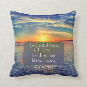 Coussin Lever de soleil de l'océan avec Psaumes Bible Vers