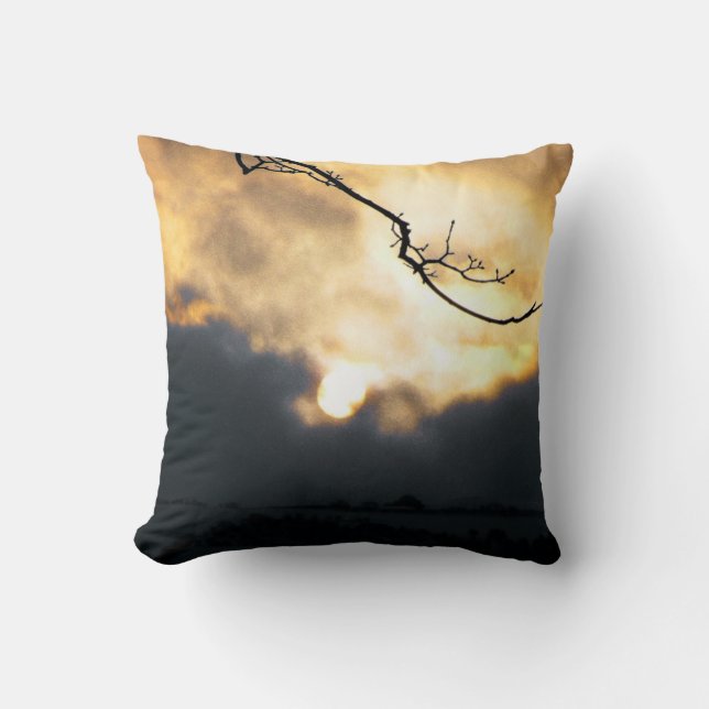 Coussin Lever de soleil froid en hiver (Recto)
