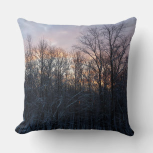 Coussin Lever de soleil hivernal I Paysage naturel pastel