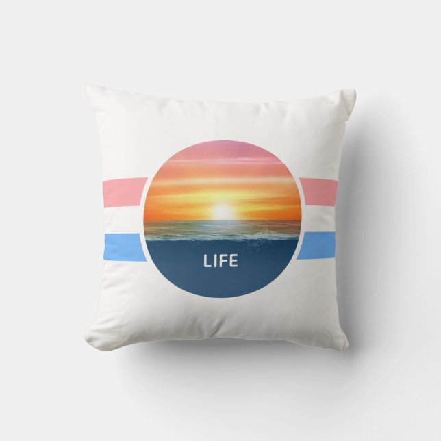 Coussin Lever de soleil sur l'océan et bandes de couleurs  (Recto)