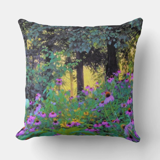 Coussin Lever du soleil brumeux dans mon jardin Rubio (Recto)