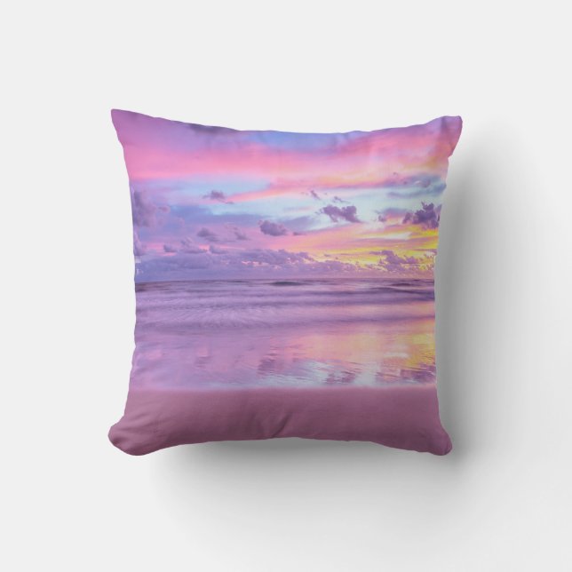 Coussin Lever du soleil de bonbon de coton : vue sur la pl (Recto)