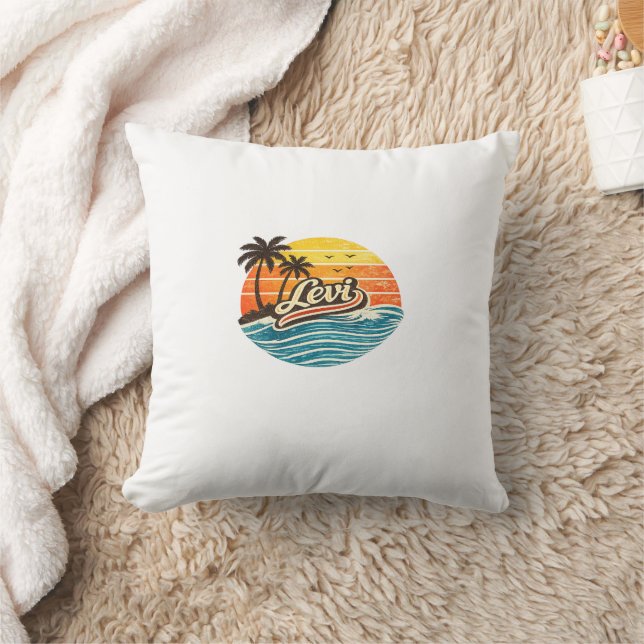 Coussin Levi Retro Sunset Name Design (Couverture)