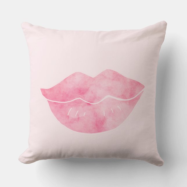 Coussin Lèvres Aquarelle Rose Or (Recto)