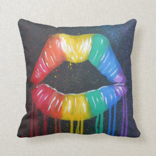 Coussin Lèvres d'arc-en-ciel