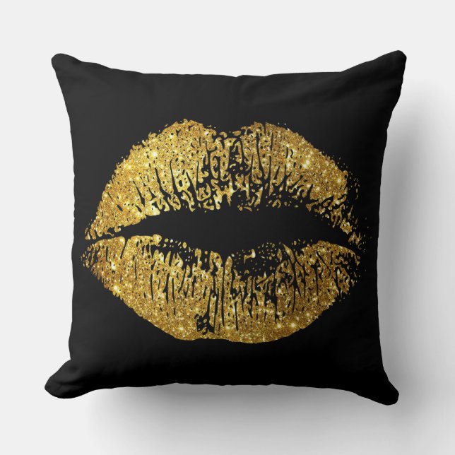Coussin Lèvres de parties scintillantes d'or (Recto)