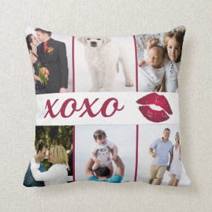 Coussin Lèvres du collage XOXO Bourgogne de photo de la