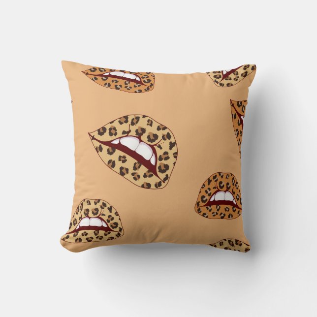 Coussin lèvres Empreintes de léopard sans couture motif, l (Recto)