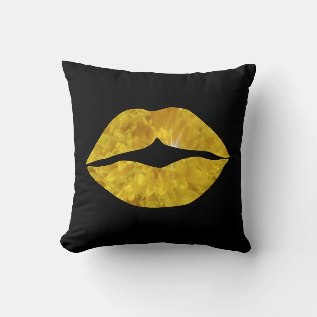 Coussin Lèvres florales jaunes et ensoleillées (Recto)