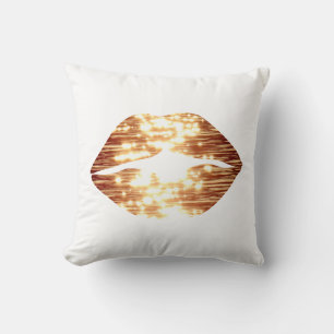Coussin Lèvres Pailletées Dorées