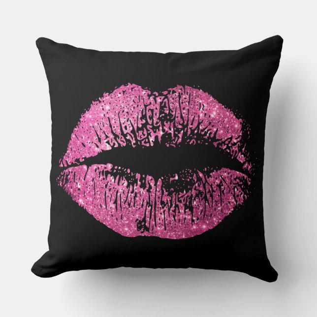Coussin Lèvres roses de parties scintillantes (Recto)