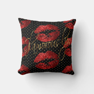 Coussin Lèvres rouge glamour Parties scintillant