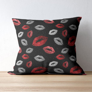 Coussin Lèvres rouges argentées scintillantes Saint-Valent