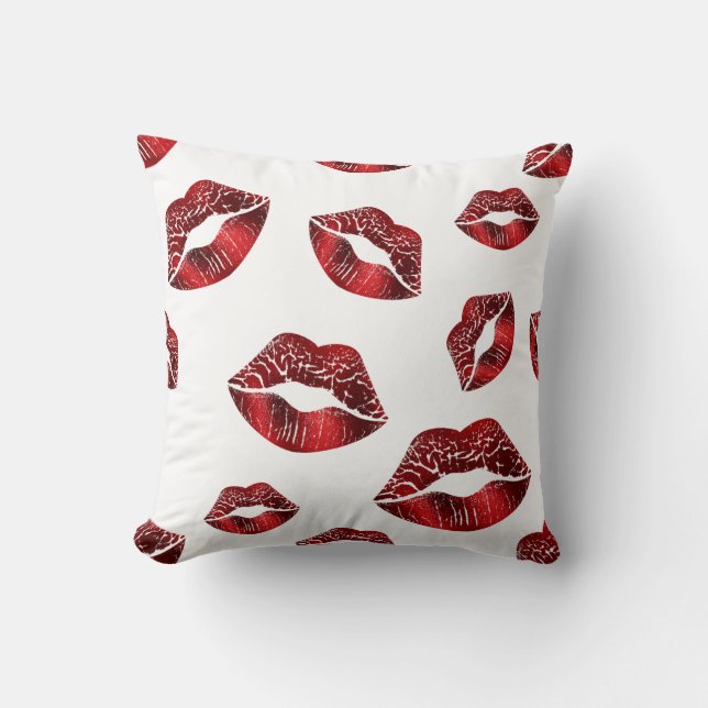 Coussin Lèvres rouges embrasser Motif Saint Valentin Cushi (Recto)