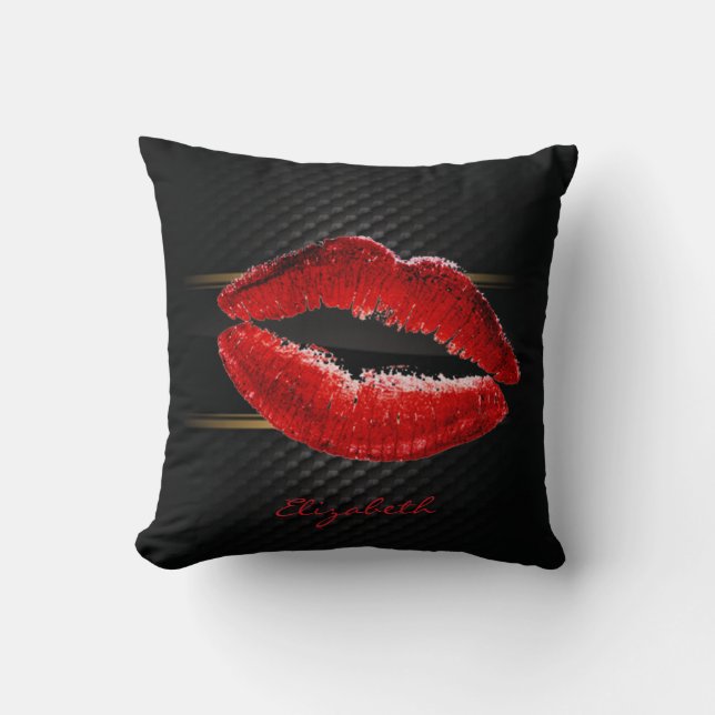Coussin Lèvres rouges pailletées de style moderne, personn (Recto)