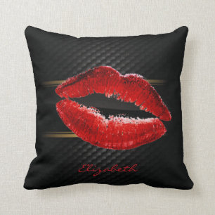 Coussin Lèvres rouges pailletées de style moderne, personn