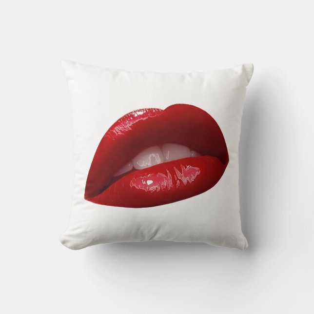 Coussin Lèvres rouges succulentes du rouge à lèvres de la (Recto)