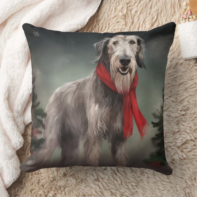 Coussin Lévrier dans la neige de Noël (Couverture)