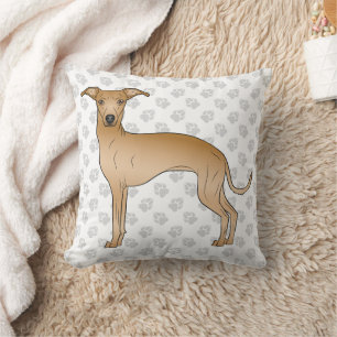 Coussin Lévrier Italien Fauve Dessin Animé de Chien Mignon