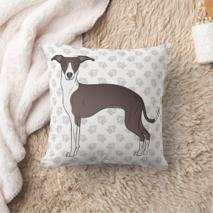Coussin Lévrier Italien Seal Et Blanc Avec Des Pattes