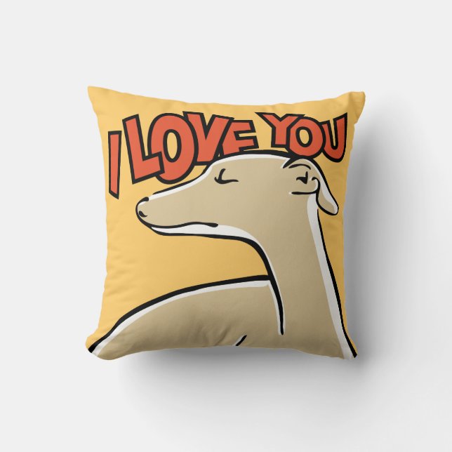 Coussin Lévrier stylisé "I love You" (Recto)