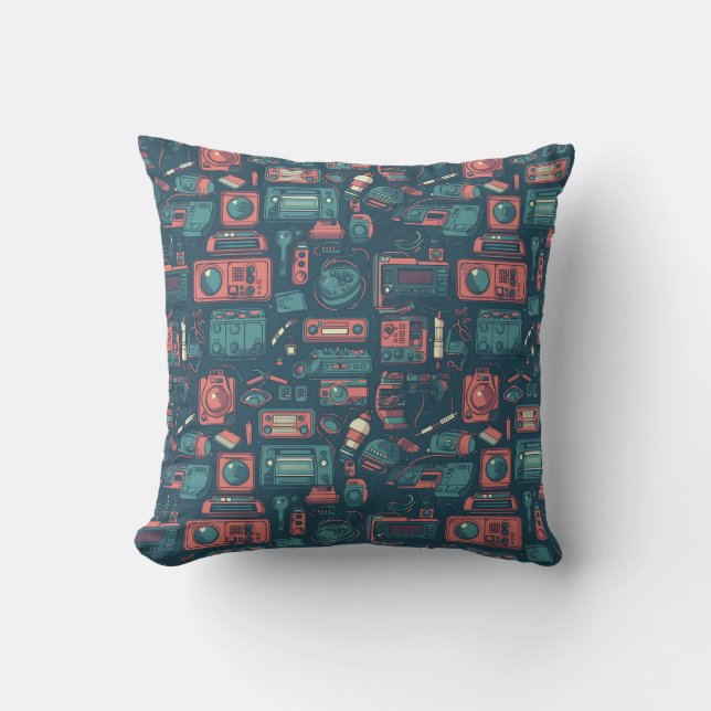 Coussin L'explosion du passé : la technologie des années 8 (Recto)