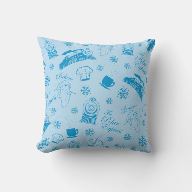 Coussin L'Express polaire | Motif d'icône de vacances bleu (Recto)