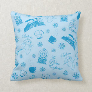 Coussin L'Express polaire   Motif d'icône de vacances bleu