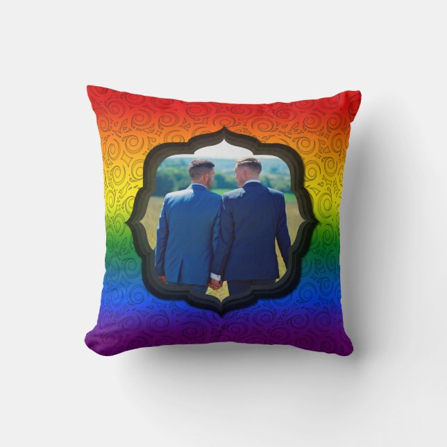 Coussin LGBT Gay Rainbow Pride drapeau Photo personnalisée (Recto)