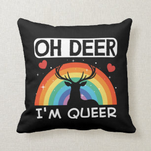 Coussin LGBT Mois Gay pride Oh Deer Im Queer Arc-en-ciel