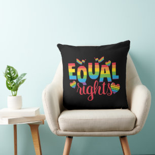 Coussin LGBTQ - Égalité des droits - Couleurs arc-en-ciel