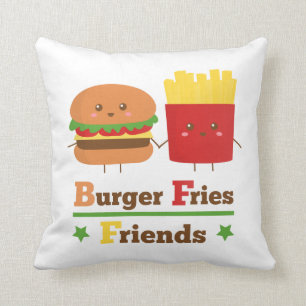 Coussin L'hamburger de bande dessinée de Kawaii fait frire