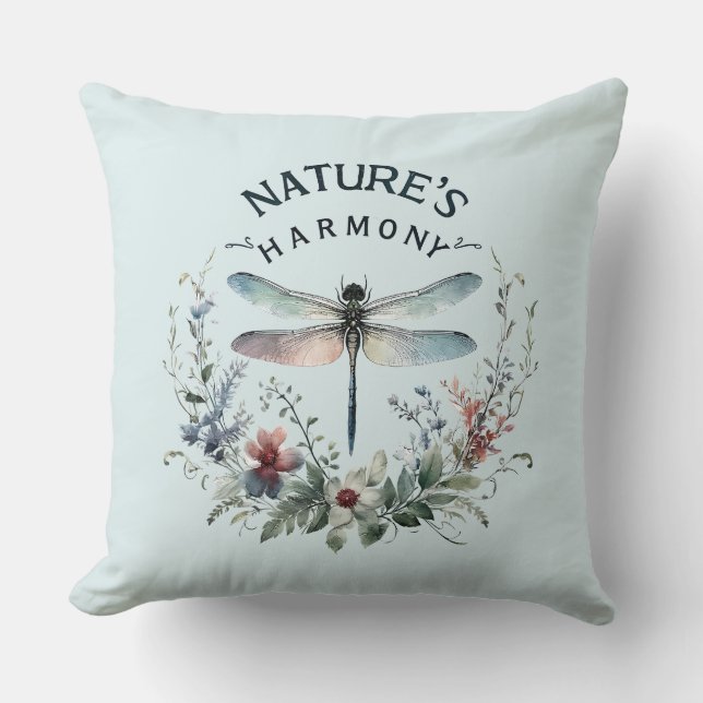 Coussin L'harmonie de la nature - libellule artistique (Recto)