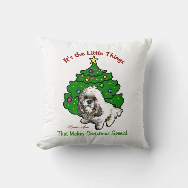 Coussin Lhasa Apso Noël (Recto)